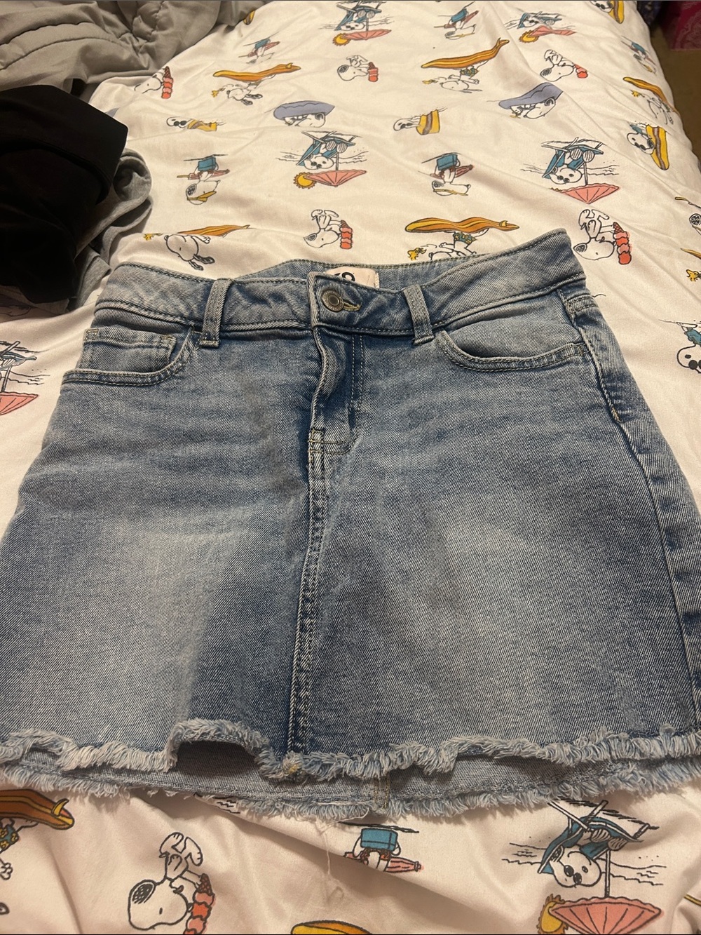 SO Light Blue Denim Mini Skirt with Frayed Hem